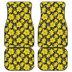 Daffodil And Mimosa Pattern Print Front and Back Car Floor Mats
