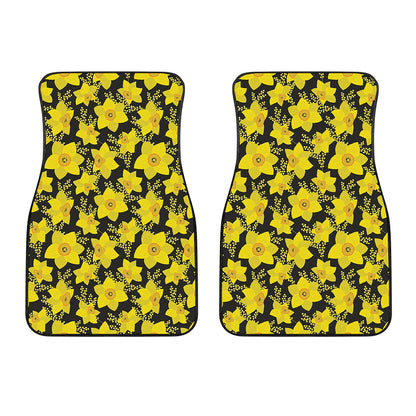 Daffodil And Mimosa Pattern Print Front Car Floor Mats