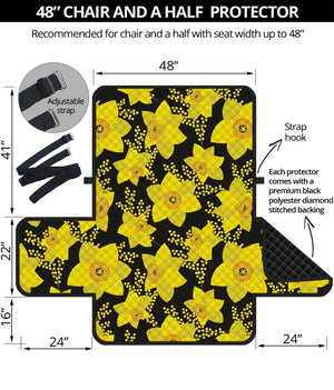 Daffodil And Mimosa Pattern Print Half Sofa Protector
