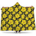 Daffodil And Mimosa Pattern Print Hooded Blanket