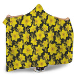 Daffodil And Mimosa Pattern Print Hooded Blanket