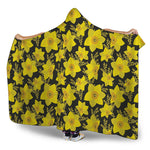 Daffodil And Mimosa Pattern Print Hooded Blanket
