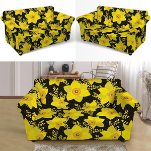 Daffodil And Mimosa Pattern Print Loveseat Slipcover