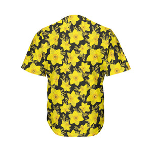 Daffodil And Mimosa Pattern Print Men's Baseball Jersey