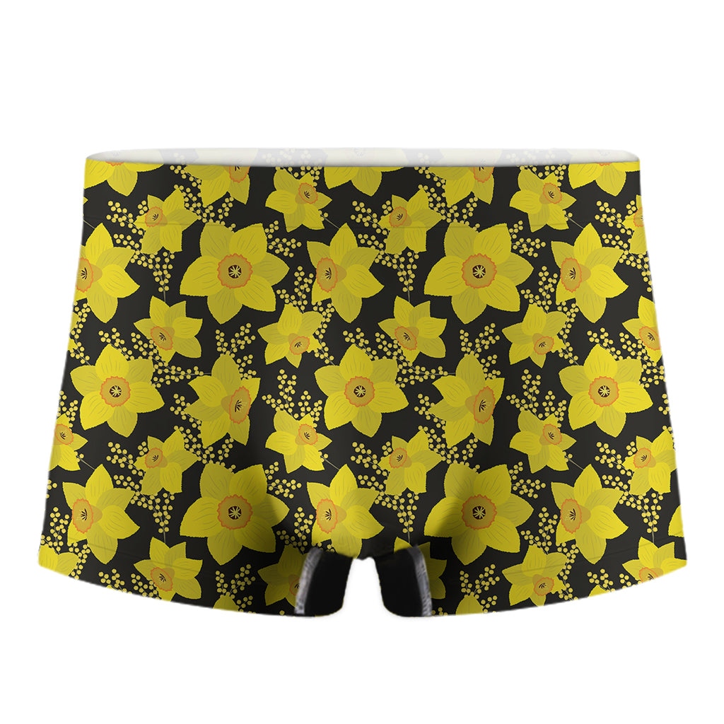 Daffodil And Mimosa Pattern Print Men's Boxer Briefs