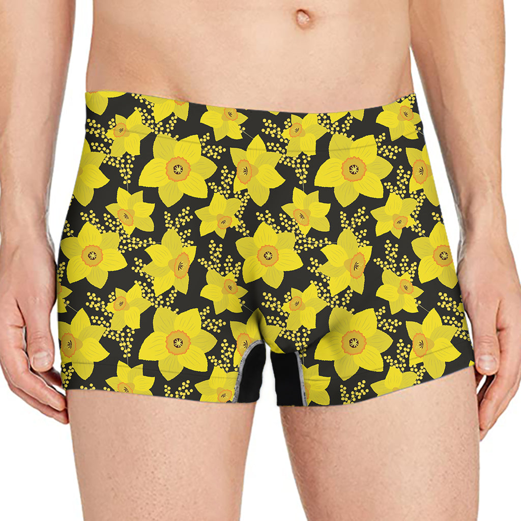 Daffodil And Mimosa Pattern Print Men's Boxer Briefs