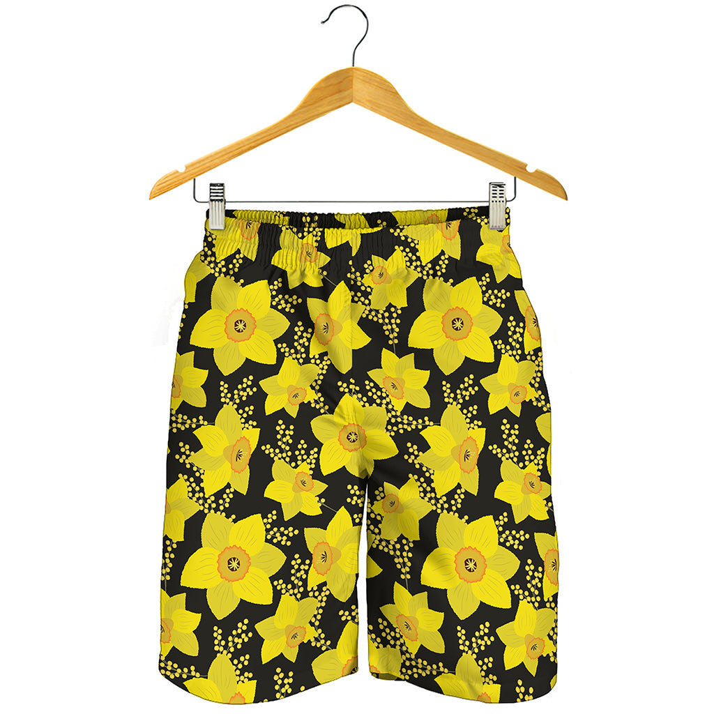 Daffodil And Mimosa Pattern Print Men's Shorts