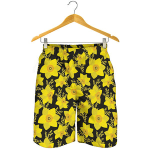 Daffodil And Mimosa Pattern Print Men's Shorts