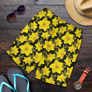 Daffodil And Mimosa Pattern Print Men's Shorts