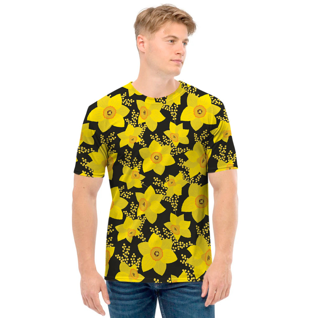 Daffodil And Mimosa Pattern Print Men's T-Shirt