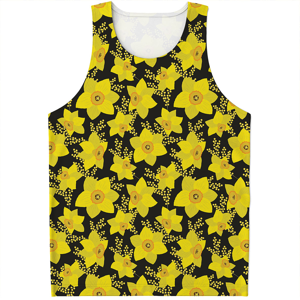 Daffodil And Mimosa Pattern Print Men's Tank Top