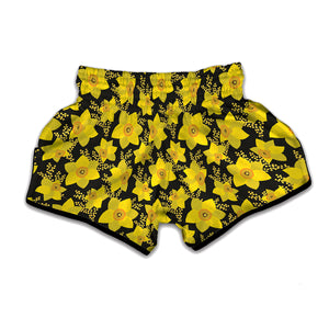 Daffodil And Mimosa Pattern Print Muay Thai Boxing Shorts