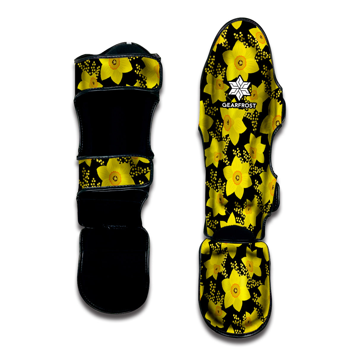 Daffodil And Mimosa Pattern Print Muay Thai Shin Guard