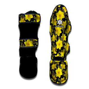 Daffodil And Mimosa Pattern Print Muay Thai Shin Guard