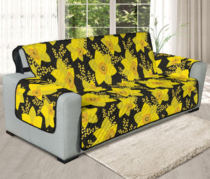 Daffodil And Mimosa Pattern Print Oversized Sofa Protector