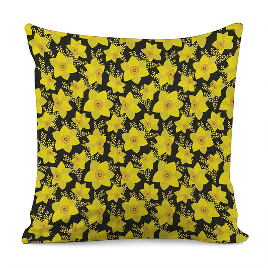 Daffodil And Mimosa Pattern Print Pillow Cover