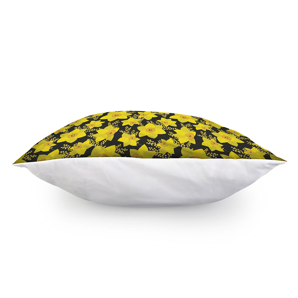 Daffodil And Mimosa Pattern Print Pillow Cover