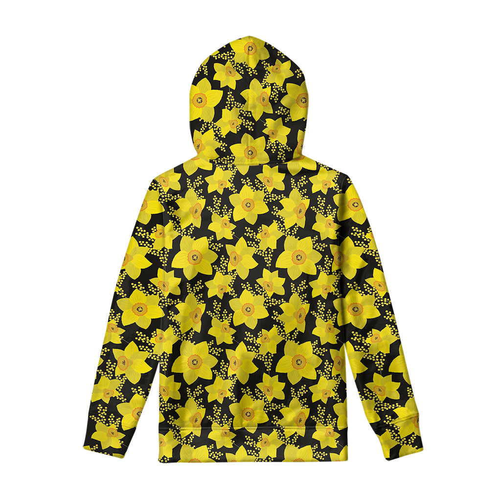 Daffodil And Mimosa Pattern Print Pullover Hoodie