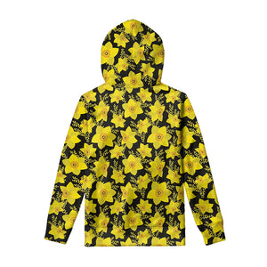 Daffodil And Mimosa Pattern Print Pullover Hoodie