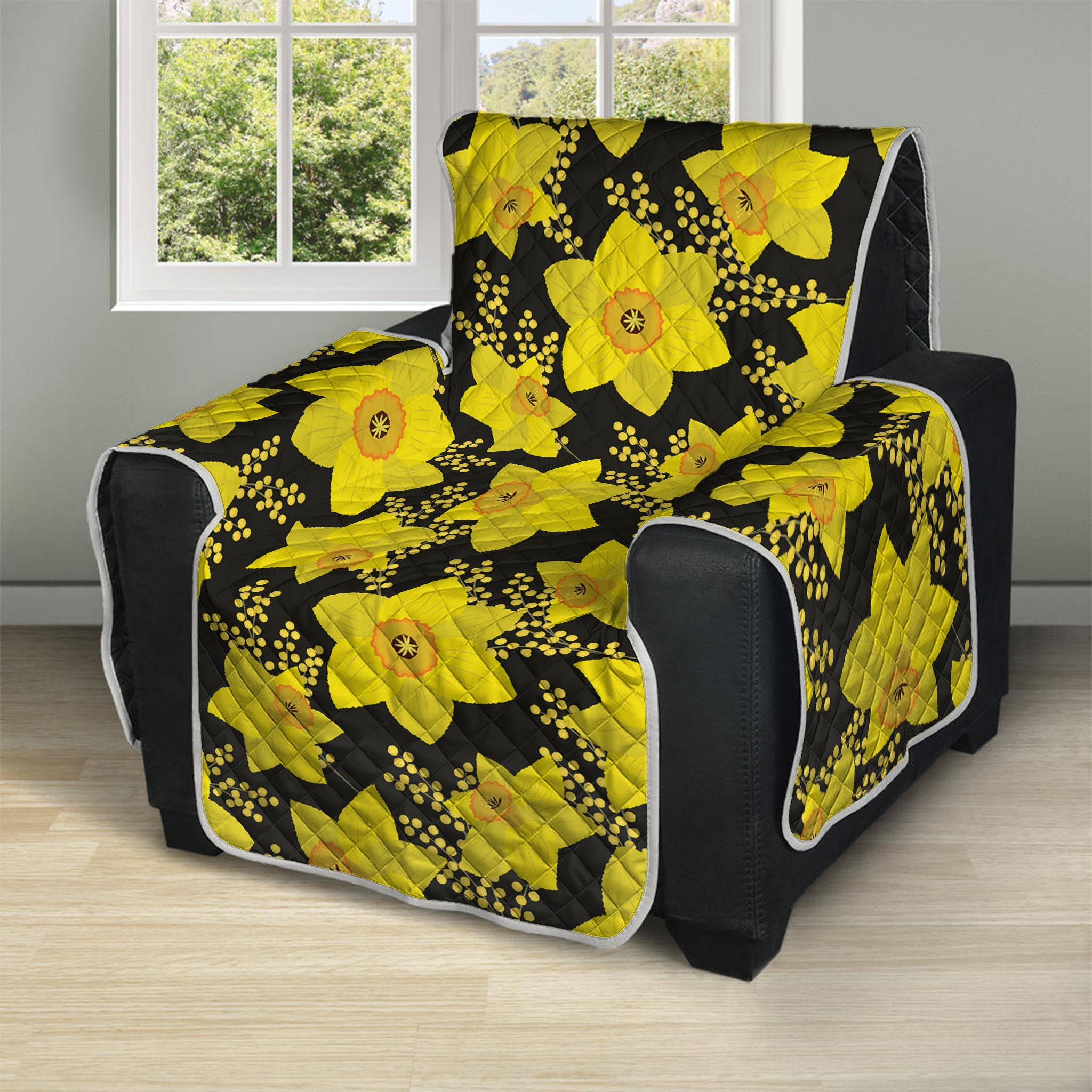 Daffodil And Mimosa Pattern Print Recliner Protector