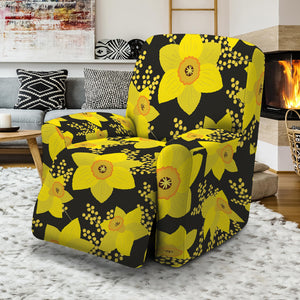 Daffodil And Mimosa Pattern Print Recliner Slipcover