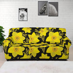 Daffodil And Mimosa Pattern Print Sofa Cover