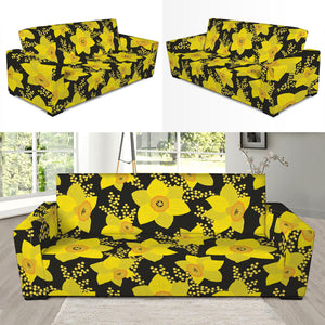 Daffodil And Mimosa Pattern Print Sofa Slipcover