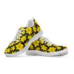 Daffodil And Mimosa Pattern Print White Sneakers