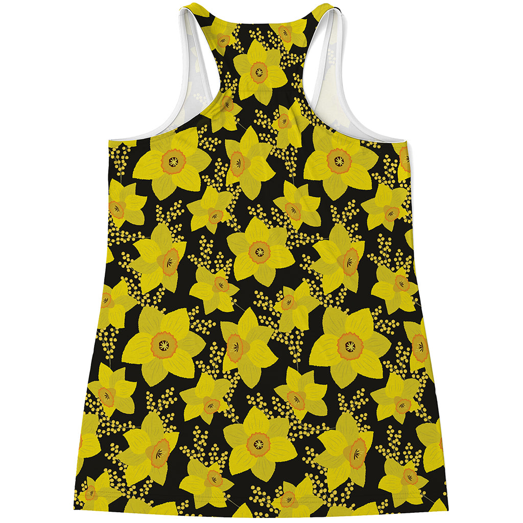 Daffodil And Mimosa Pattern Print Women's Racerback Tank Top