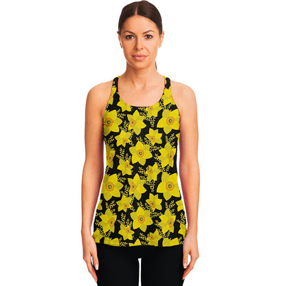 Daffodil And Mimosa Pattern Print Women's Racerback Tank Top