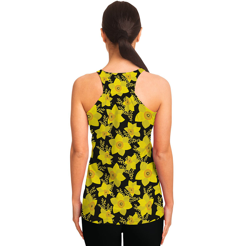 Daffodil And Mimosa Pattern Print Women's Racerback Tank Top