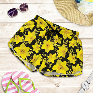 Daffodil And Mimosa Pattern Print Women's Shorts