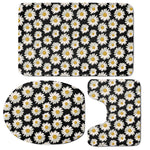 Daisy Flower Pattern Print 3 Piece Bath Mat Set
