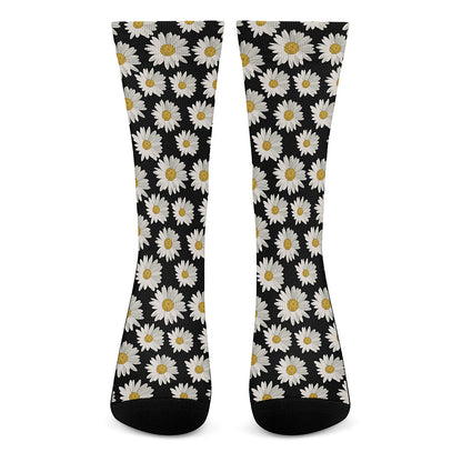 Daisy Flower Pattern Print Crew Socks
