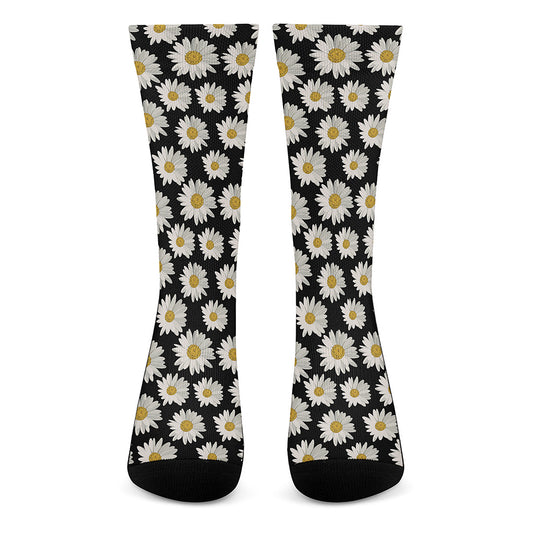 Daisy Flower Pattern Print Crew Socks
