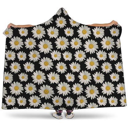Daisy Flower Pattern Print Hooded Blanket