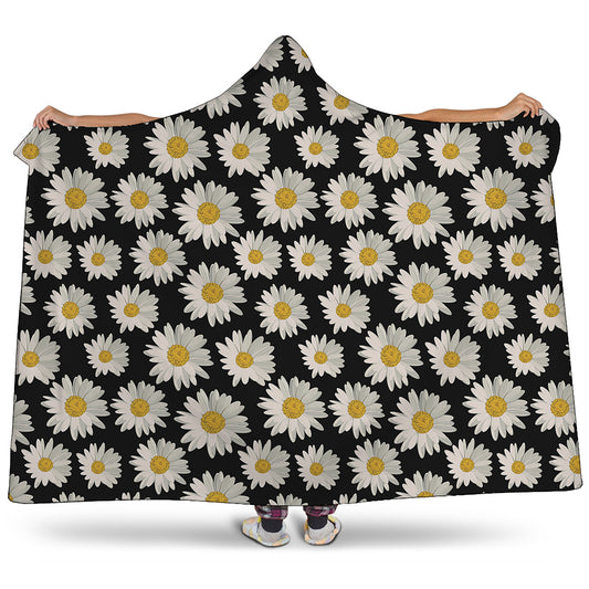 Daisy Flower Pattern Print Hooded Blanket