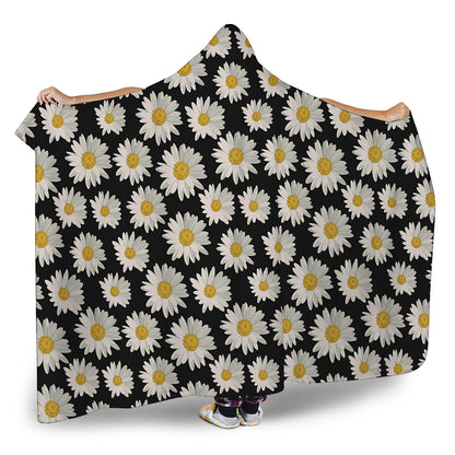 Daisy Flower Pattern Print Hooded Blanket