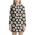 Daisy Flower Pattern Print Pullover Hoodie Dress