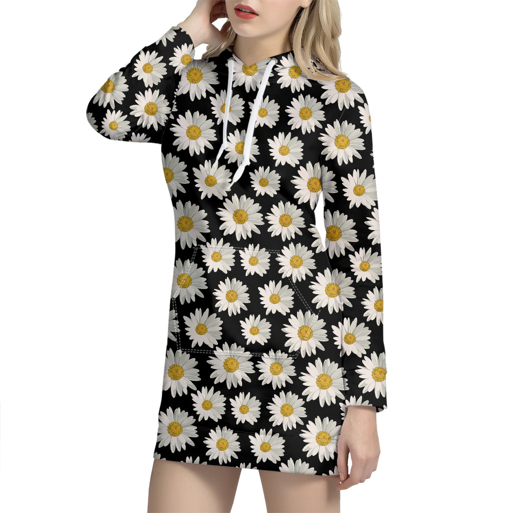 Daisy Flower Pattern Print Hoodie Dress