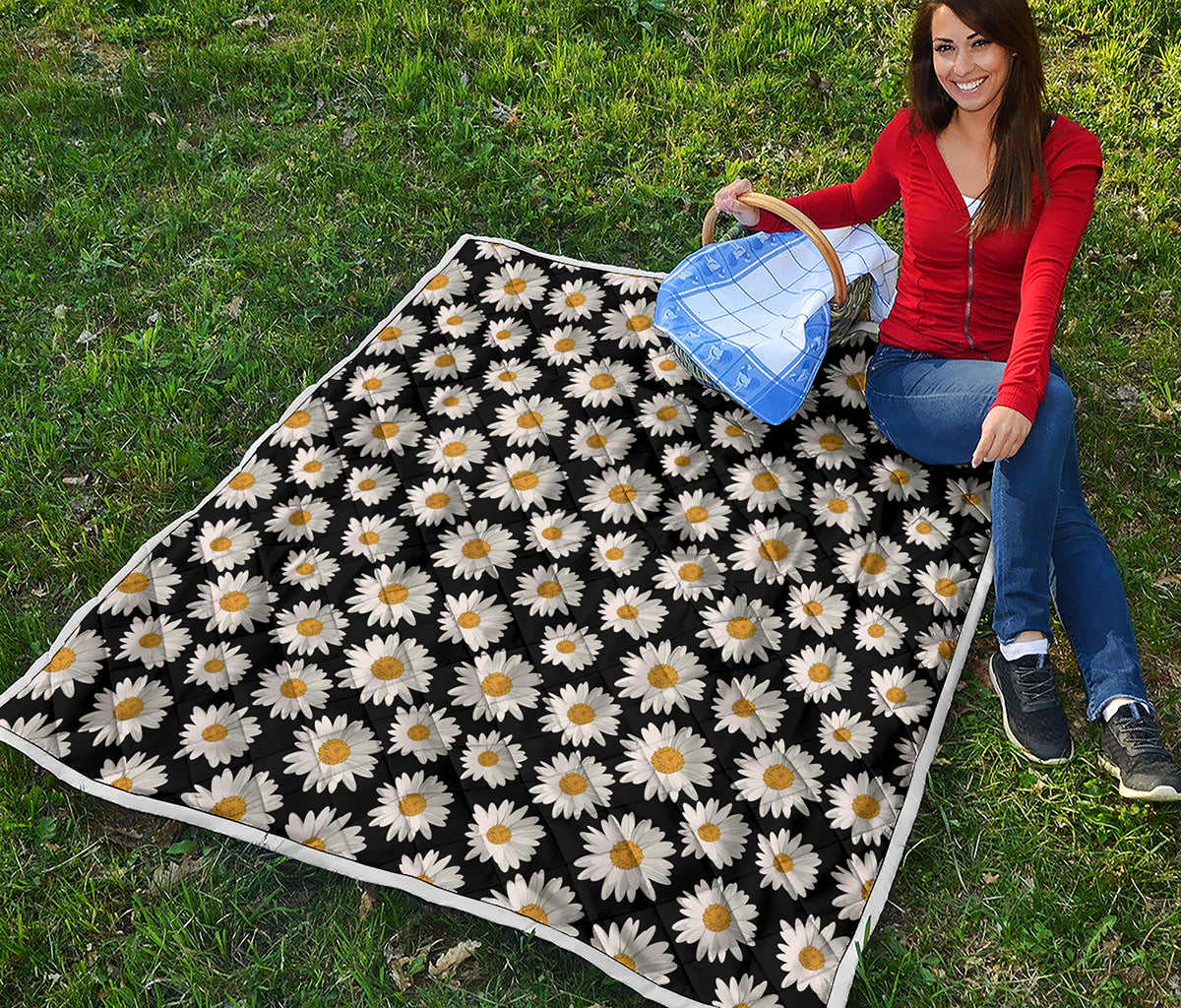 Daisy Flower Pattern Print Quilt