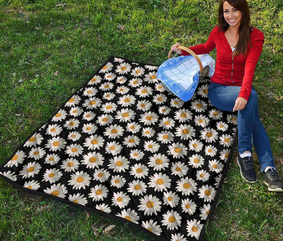 Daisy Flower Pattern Print Quilt