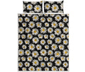 Daisy Flower Pattern Print Quilt Bed Set