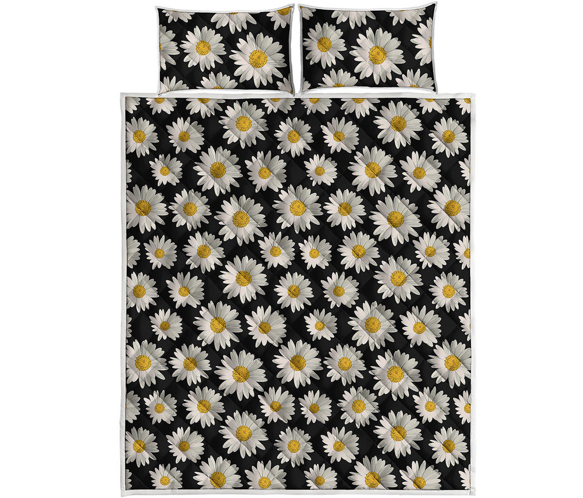 Daisy Flower Pattern Print Quilt Bed Set