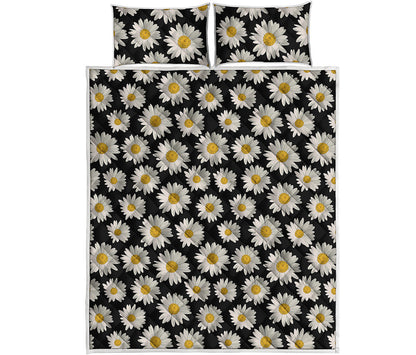 Daisy Flower Pattern Print Quilt Bed Set