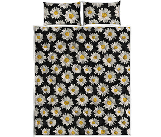 Daisy Flower Pattern Print Quilt Bed Set
