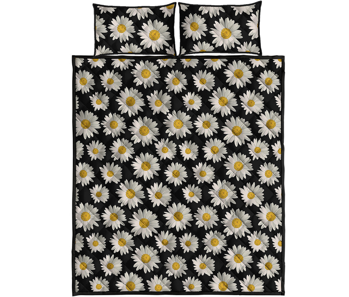 Daisy Flower Pattern Print Quilt Bed Set