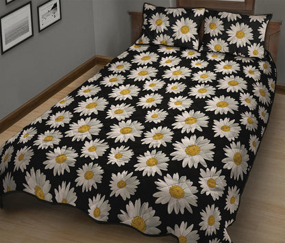Daisy Flower Pattern Print Quilt Bed Set