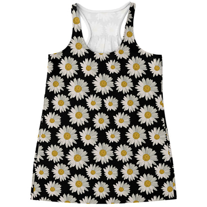Daisy Flower Pattern Print Women's Racerback Tank Top