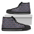 Damask Boho Pattern Print Black High Top Sneakers